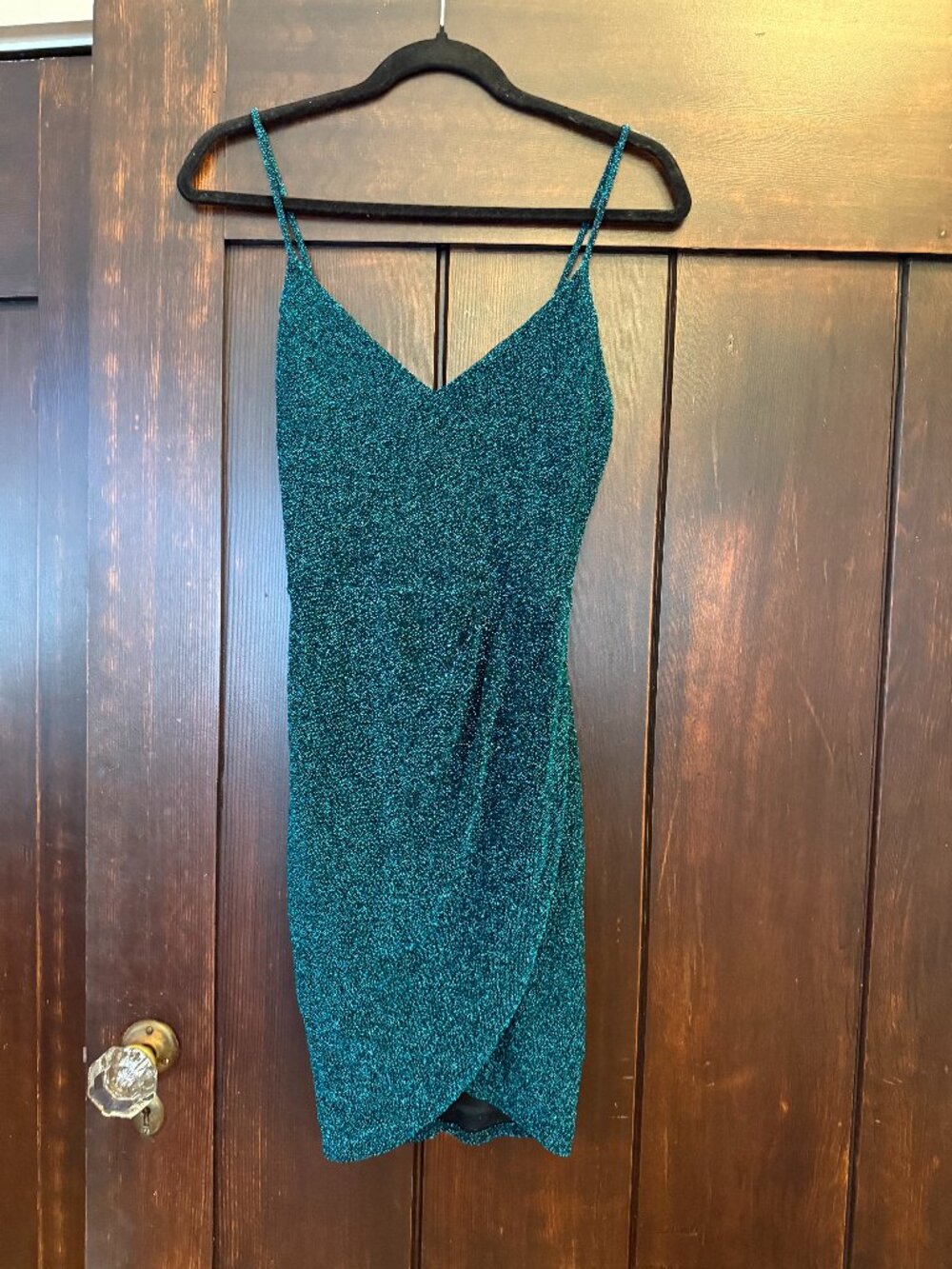 Lulus Glittery Turquoise Blue and Black Dress